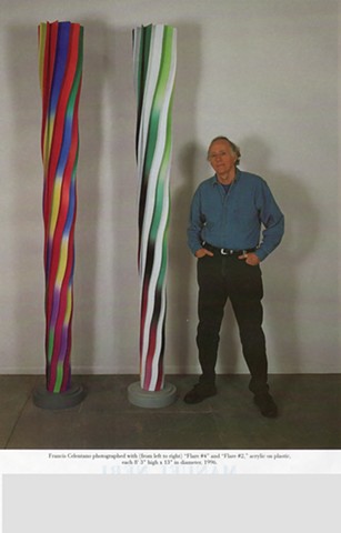 (L to R) Flare #4 and Flare #2, each 8' 3" high x 13" in diameter, 1996.