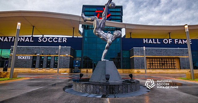 This sculpture was commissioned by the National Soccer Hall of Fame