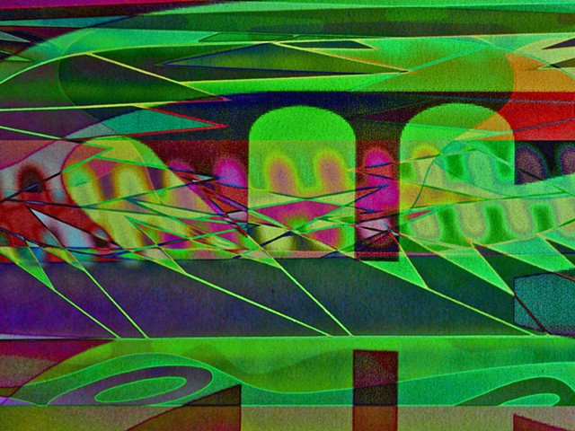 Subway, Flood, Frozen Subway, Abstract art, Hard Edge Art, Digital photography, color photography, Computer art, Computer art based off digital altered photographs
