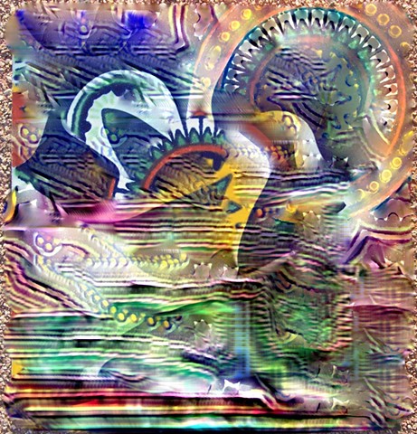 Computer art based off of a digital photograph of a decorative tile