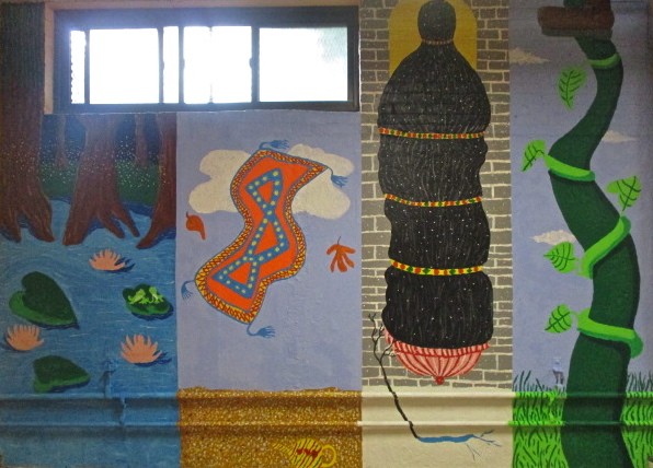 Chicago Mural, Saint Benedict the African, Fairy Tale Mural, Grade school mural, Catholic school mural,Princess and the Frog, Aladdin, Repunzel, Jack and the Bean Stalk