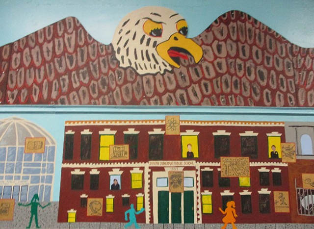 Mural, Changing Worlds, Elementary School art project, Chicago Public Schools, Pilsen, Pilsen Murals