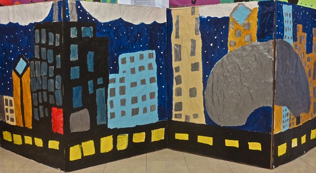 8th grade students at Poe Classical School in Chicago planned and created screens for their Dance and Theater performance.