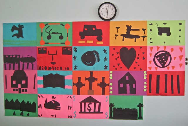5th grade community art project, 5th grade collage, 5th grade silhouettes