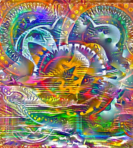 Computer art based off of a digital photograph of a decorative tile