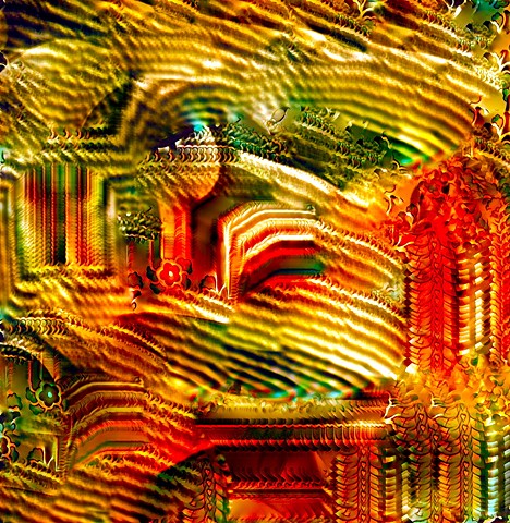 Computer art based off of a digital photograph of a decorative tiles