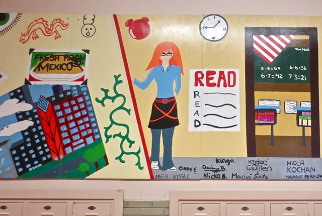 After school mural designed and created by 8th graders. Smyser Elementary School Chicago