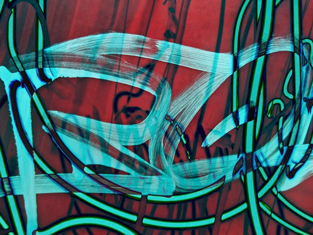 Spider Web, Neon, Neon Light, Graffiti, Graffiti art, Hard Edge art, Abstract art, Calligraphy, Computer art, Digital art, Computer art based off of digital altered photographs. 