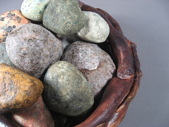 Stone basket close up
