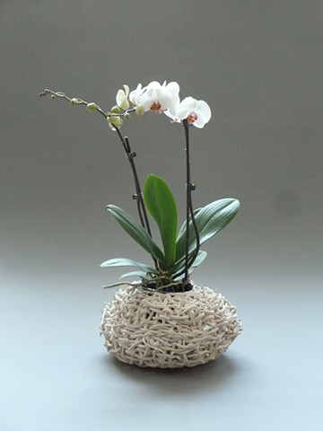 White Basket with Orchid