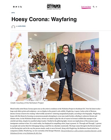 WAYFARING by Hoesy Corona reviewed in the Washington City Paper