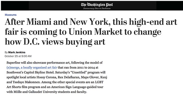 Hoesy Corona mentioned in Washington Post for SuperFine Art Fair DC