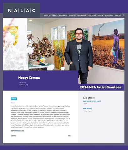 Hoesy Corona awarded a NALAC Fund for the Arts Artist Grant 2024
