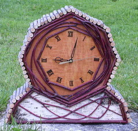 Birch Bark & Twig Mantle Clock