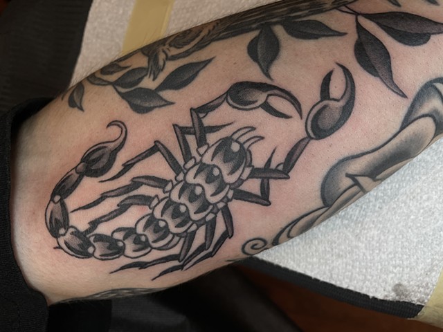 Scorpion tattoo by Alecia Thomasson