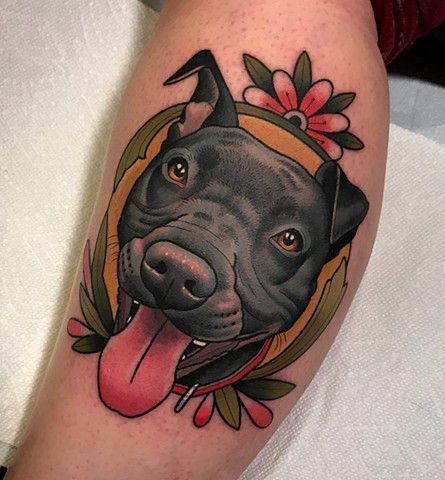 dog portrait tattoo by dave wah