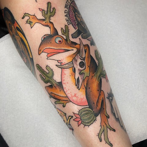 Japanese inspired frog done by Fran Massino at Stay humble Baltimore Tattoo Shop Japanese Tattoo