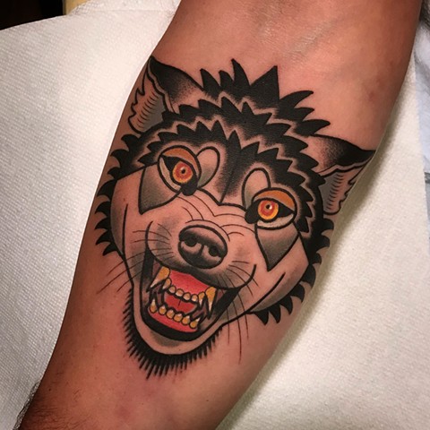 wolf tattoo by dave wah