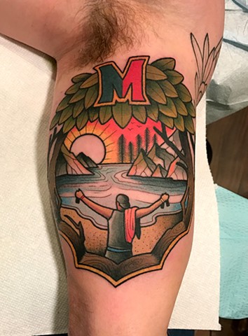 memorial landscape tattoo by tattoo artist dave wah at stay humble tattoo company the best tattoo shop in baltimore maryland