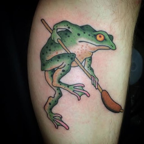 Japanese Frog and Cat tail done by Fran Massino
