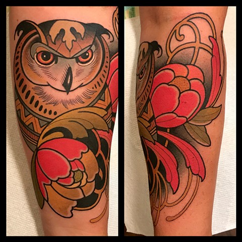 owl tattoo by tattoo artist dave wah at stay humble tattoo company the best tattoo shop in baltimore maryland