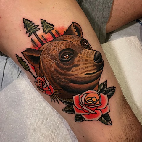 bear tattoo by dave wah