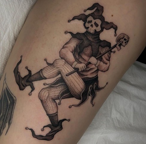 Skull Jester Tattoo by Logan McCracken