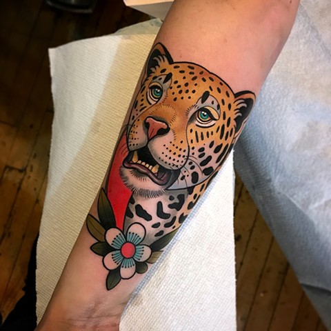 leopard tattoo by dave wah