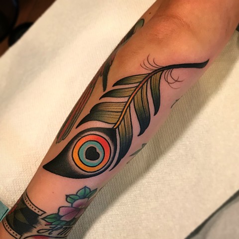 feather tattoo by dave wah