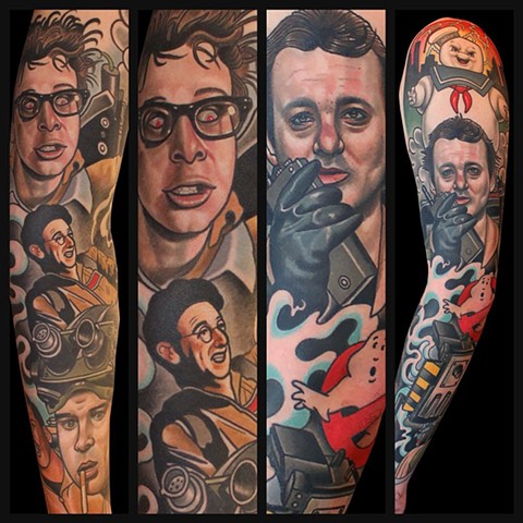 ghostbusters tattoo by dave wah at stay humble tattoo company in baltimore maryland the best tattoo shop in baltimore maryland