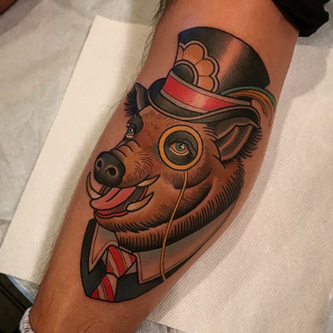 boar tattoo by dave wah