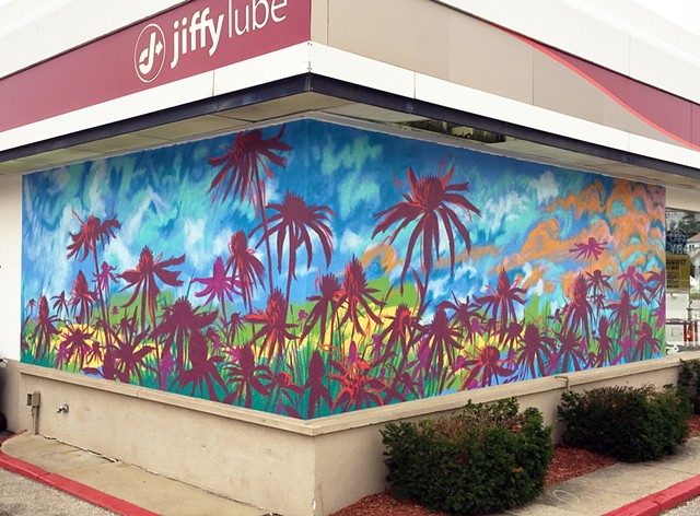 mural on the Lafayette, IN Jiffy Lube site, sponsored by Hoosier Automotive LLC and the Arts Council of Indianapolis.