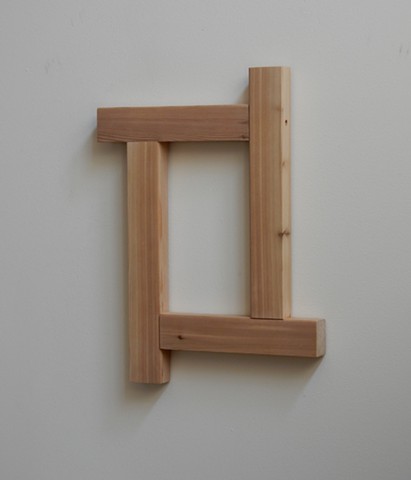 Contemporary, abstract, geometric wood sculpture, wall mounted, by Robert Fields, "What is it about Z-bite? (For Celina), 2017.