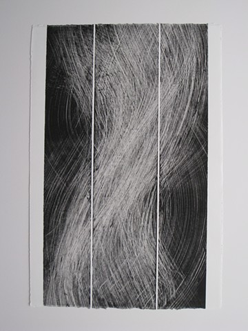 Art, work on paper, wood relief mono print on Rives BFK paper, 2013, by Robert Fields