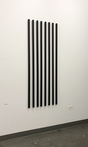 Contemporary Art, Minimal Art, Sculpture, Geometric. Robert Fields, "Untitled," 2023. Oil Paint on wood (pine) rods, 60" x 22-1/4" x 1-1/4".