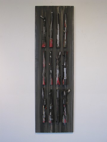 Abstract wall sculpture, painted wood, "For a brief moment I abandoned you..." 2011, by Robert Fields.