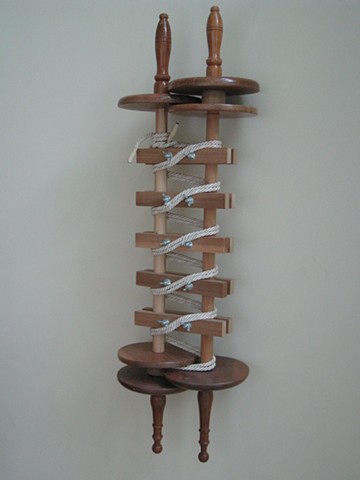 Jewish ritual object, contemporary art, wood, cord, and metal fasteners, "A Torah Placeholder," 2012, by Robert Fields.