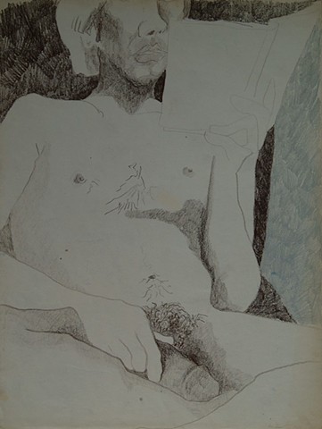 Cat. #69, Portrait of Michael Cook Holding Penis, 1970
