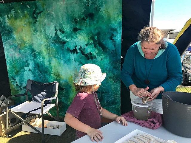 Cuttlefish carving workshops at 'Oceanfest' Burnett Heads 2017 + 2018.