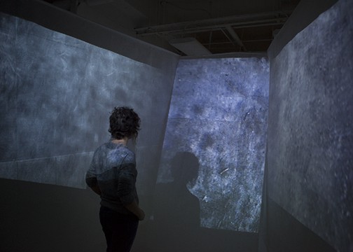 waxed paper environment installation suspended multichannel video projection diorientation