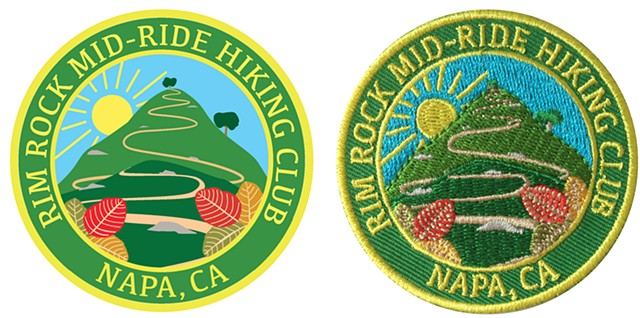 Custom patch designed in Adobe Illustrator for the Rim Rock Hiking Club, Napa, CA.