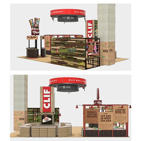 Clif Bar & Company 2017 NPEW trade show booth rendered in Fusion360.