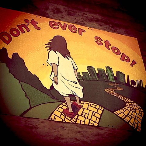 "Don't Ever Stop" mural in memory of Mark Lindsey 