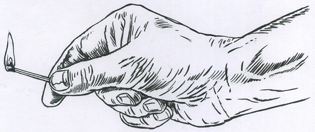 Hand with match (study)