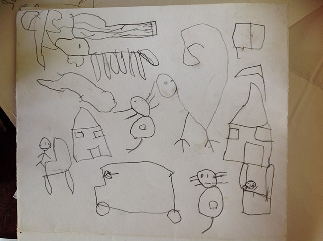 Dibujo de un niño en la preescolar. 