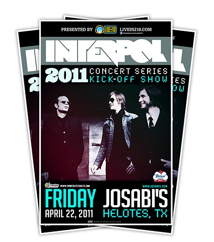 INTERPOL MUSIC, GIG POSTERS, TEXAS, TONY FORTE, TFVC DESIGN, LIVE IN 210