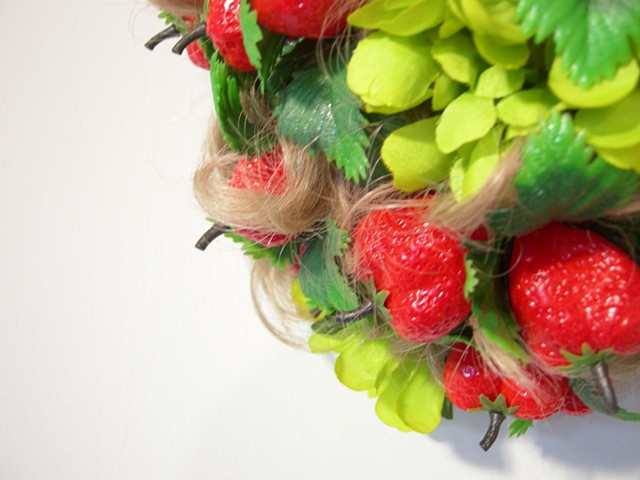 Curls with Strawberries and Zinnias, details