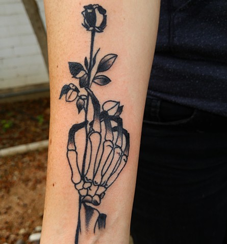 Rose and Skeleton Hand