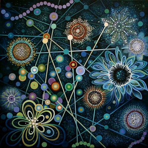 flowers, cosmos, grid, orb, light codes