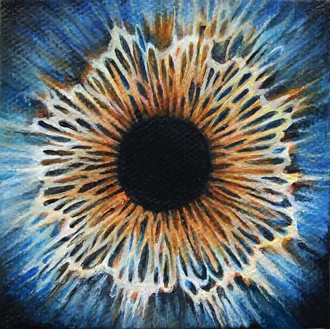 eye, painting, blue, cosmos, flower, iris